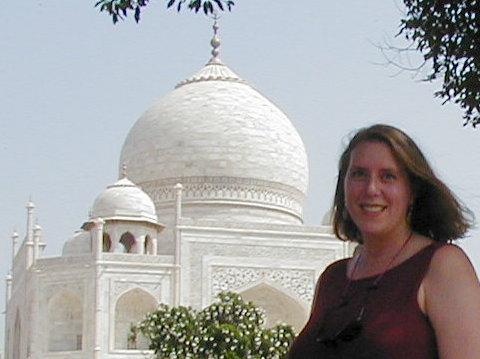Michele Fritz with Taj Mahal in India, 2001